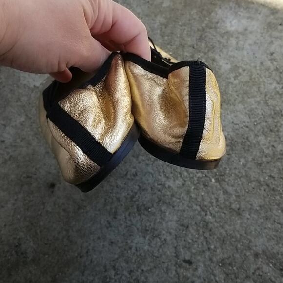 J Crew Evie Metallic Gold Ballerina Flats - Picture 7 of 11